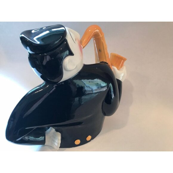 Vintage Clay Art Jazz Series 1990 Saxophone Player Teapot Tuxedo Yellow Sax - Picture 4 of 10